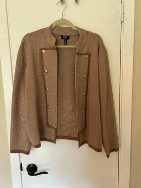 Jones New York Beige Cardigan Sweater Soft Open Sweater L PERFECT Condition NWOT